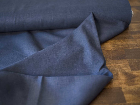 Linen Rayon Blend Fabric by the Yard | Smoke Blue | Robert Kaufman