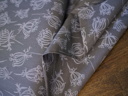 Gray Canvas Floral Fabric | Pepper | Canvas Material by the Yard | Riverbend by Anna Graham 