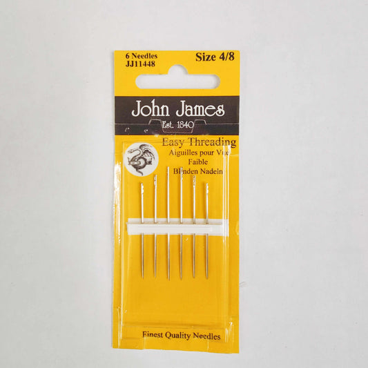 Image of John James sharps needles size 4/8 - includes 6 needles