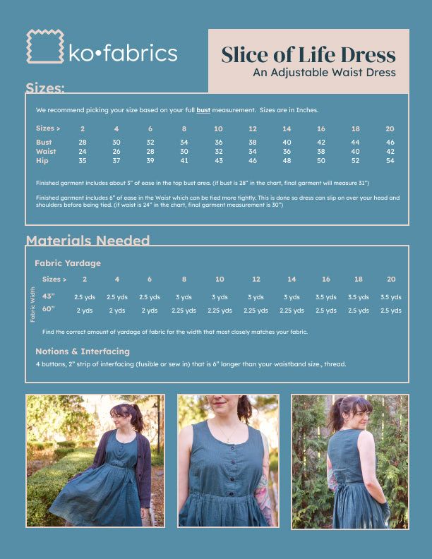 Pinafore Dress Pattern | Free Sewing Pattern | Slice of Life Dress – Ko  Fabrics