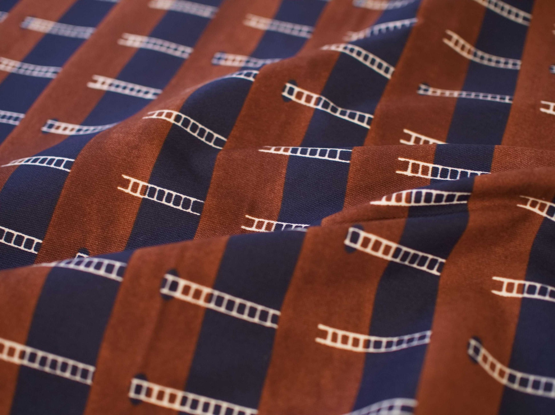 Oxford Fabric by the yard | Ladder Organic Cotton Oxford / Burgandy & Navy | MUDDYWORKS | Fabric