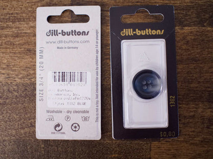 Black Tortoiseshell Button | 4 Hole Buttons | 3/4" | 20mm | Dill Button