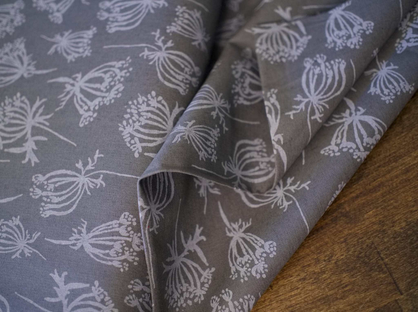 Gray Canvas Floral Fabric | Pepper | Canvas Material by the Yard | Riverbend by Anna Graham 