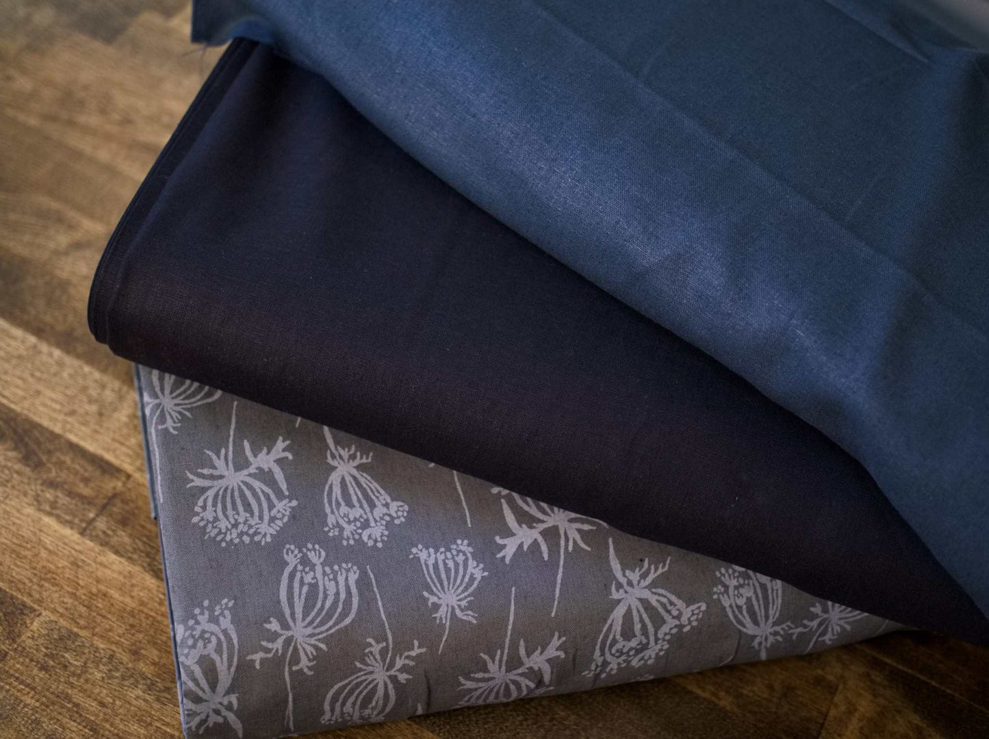 Linen Rayon Blend Fabric by the Yard | Smoke Blue | Robert Kaufman