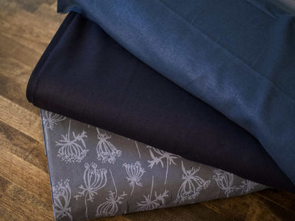 Linen Rayon Blend Fabric by the Yard | Smoke Blue | Robert Kaufman