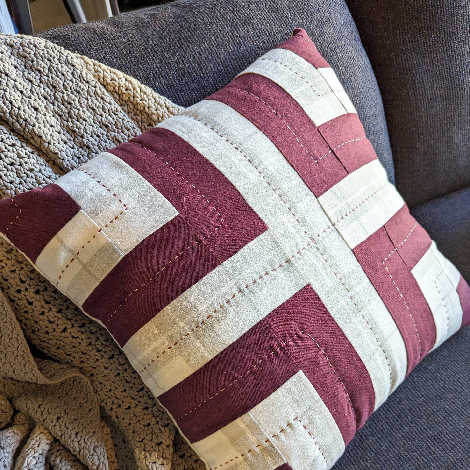 Quilted Pillow Kit | log cabin quilt pattern | Ko Fabrics | Beginner Sewing Kit