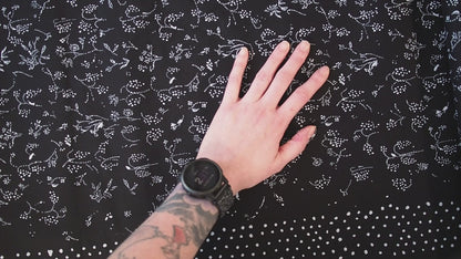 Bear Fruits| Black | Organic Cotton Lawn Fabric